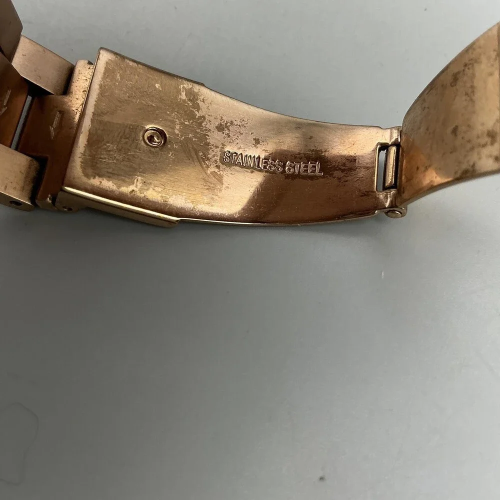 Michael Kors Womens Watch 42mm Blue Dial Gold Tone MK-3494 New Battery 6.5